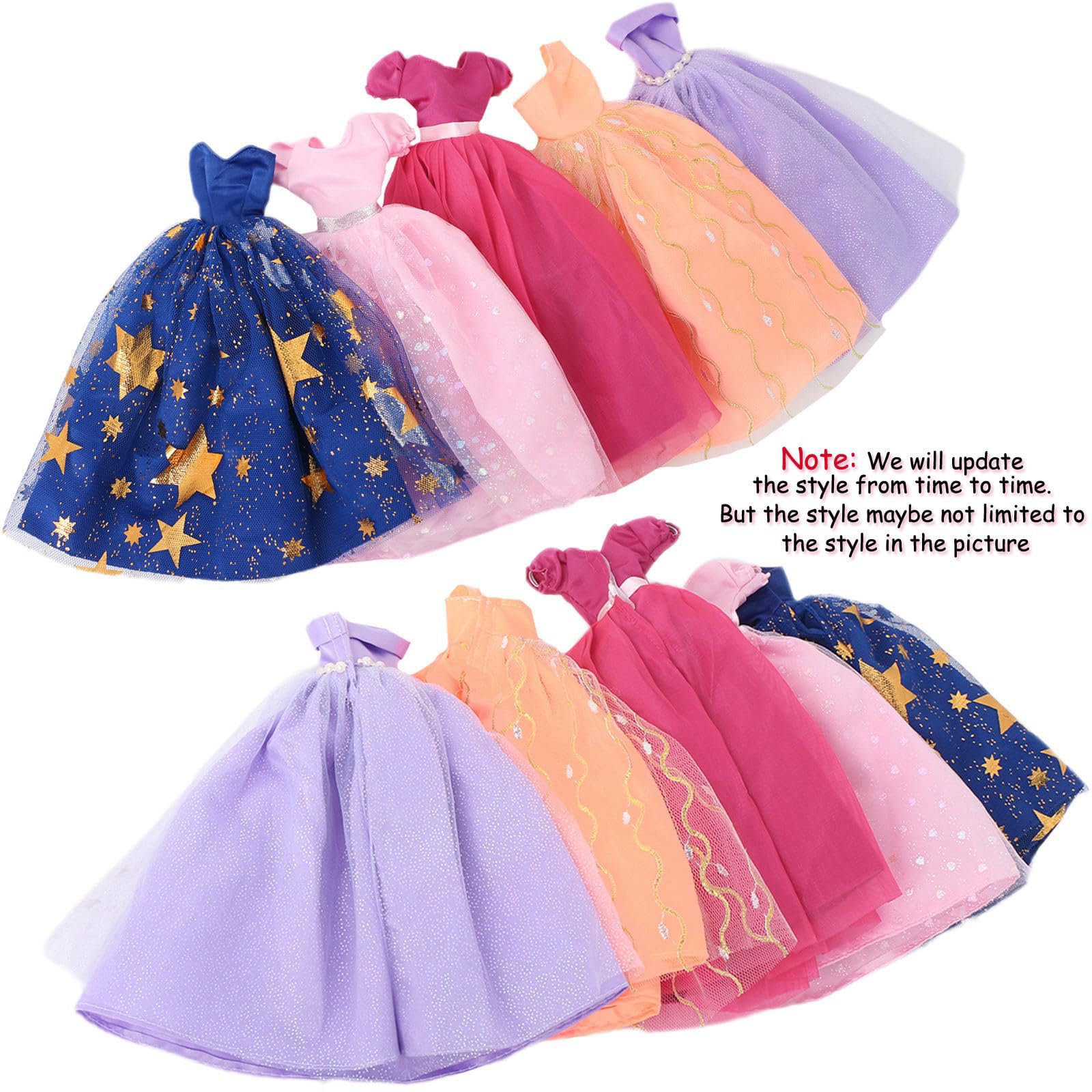 BJDBUS 5 Pcs Handmade Wedding Dress Party Gown for 11.5 Inch Girl Doll Clothes Accessories Random Clothing Set