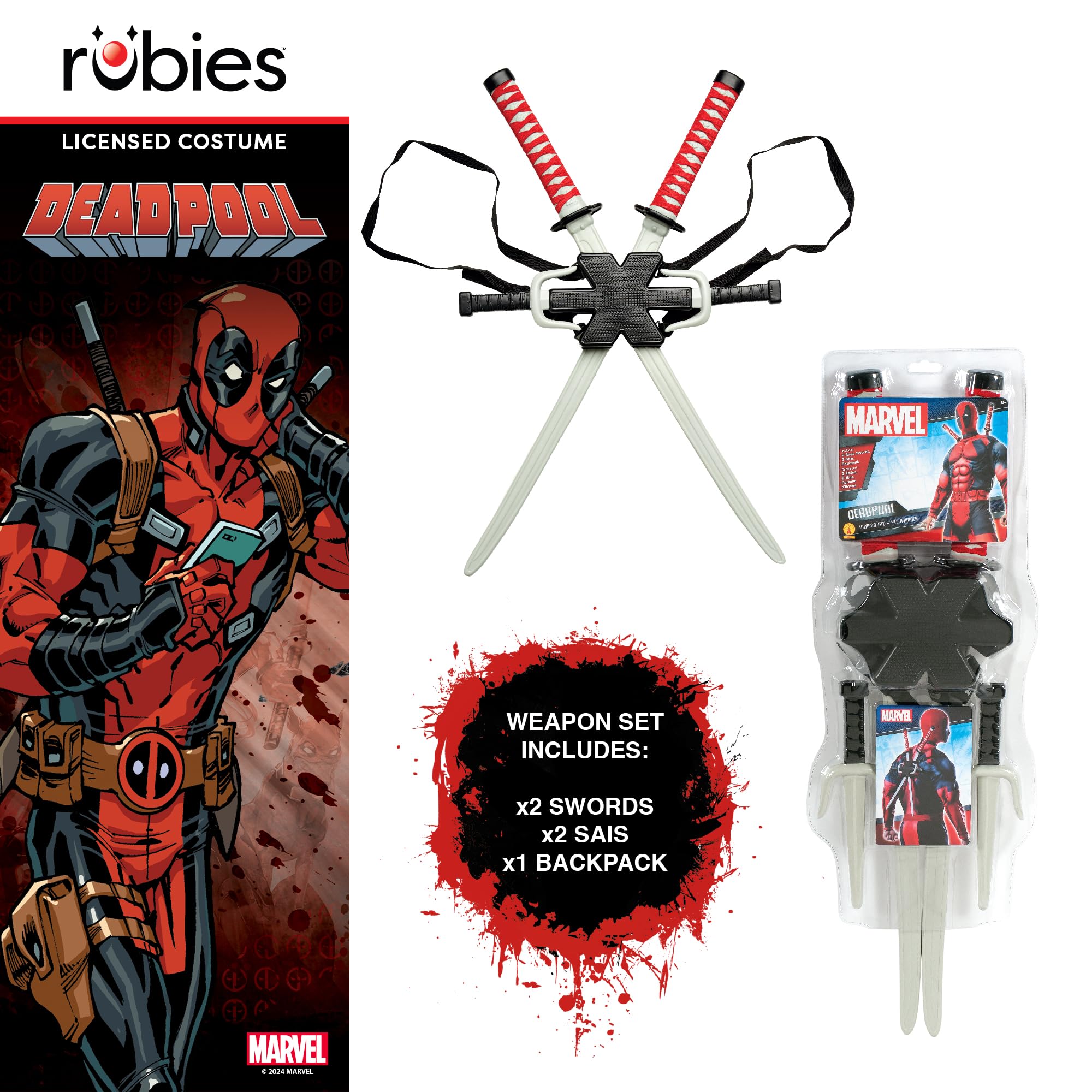 Rubies 810109BDLSTD000 Deadpool Deluxe fantazyjna sukienka dla dorosłych, męska, kreskówka, Multi, STD Halloween