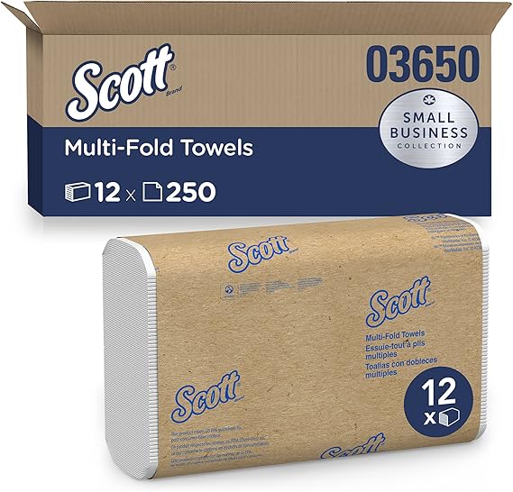 Kleenex Scottfold Salviette Di Carta Multifoglio Per Dispenser - 3.000 Pezzi (25 Pacchi Da 120) - Asciugamani Con Tasche Assorbenti