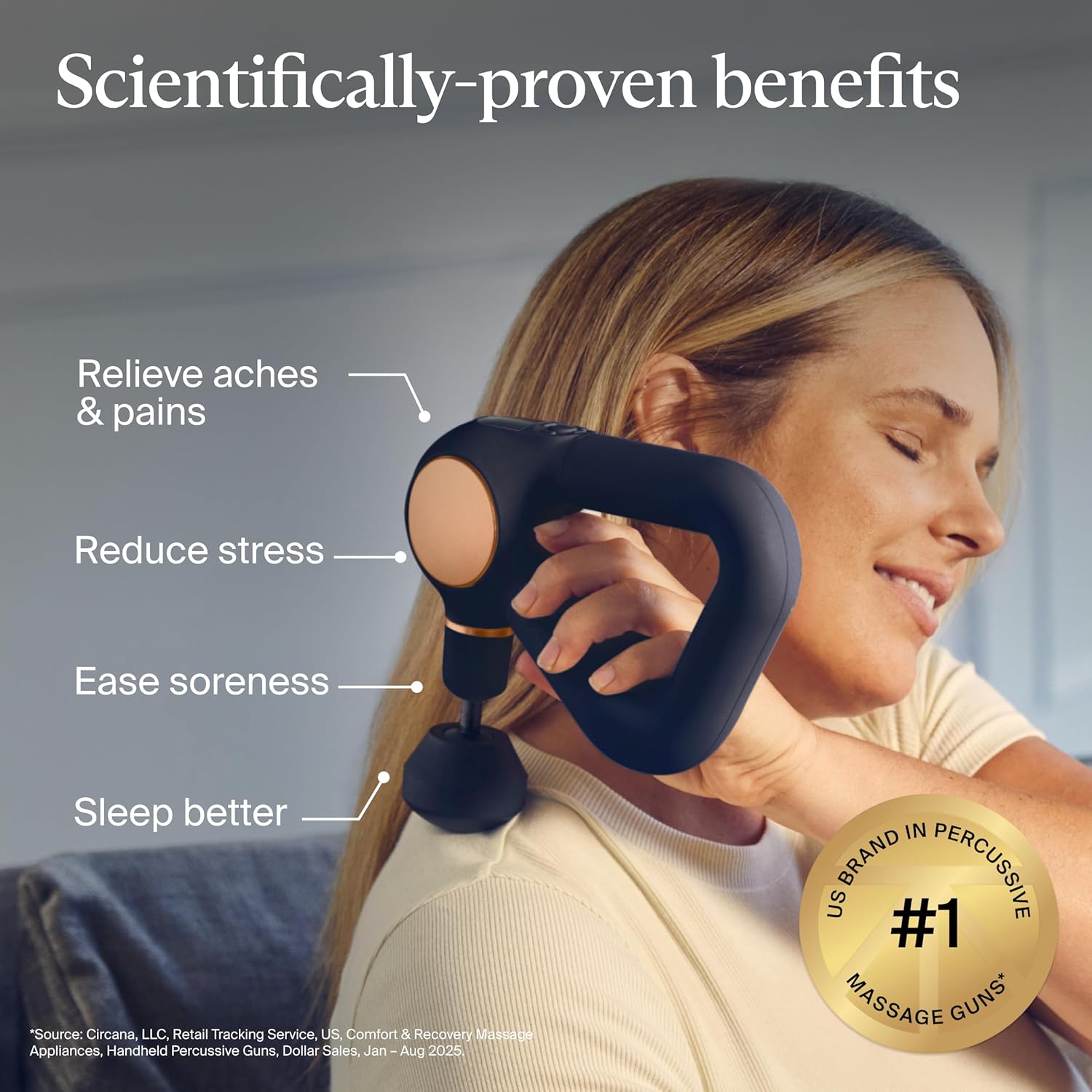 TheraGun Sense (1st Generation) by Therabody - Deep Tissue Massage Gun with Preloaded Routines for Stress Relief, Pain Relief & Muscle Soreness in Neck, Back, Leg, Knee, and Shoulder (Black) - Image 2