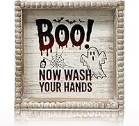 Vista 13 de Letreros de decoración de baño con marco de madera estilo bohemio, divertida placa decorativa para baño, pequeña y bonita, decoración de estante