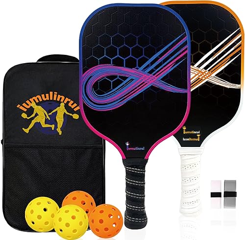 Juego de 2 palas de pickleball compatibles con las reglas de Pickleball de Estados Unidos, raquetas de pickleball de fibra de carbono con núcleo de