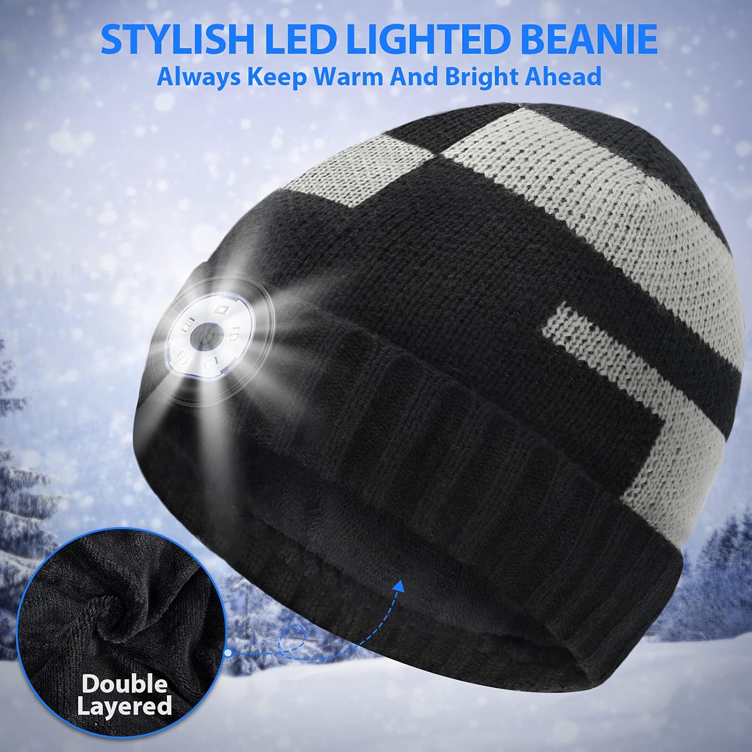 Mens Gifts Beanie Hat with Light: Stocking Stuffers Women Men Rechargeable Cap LED Flashlight Winter Hats Gift Ideas for Dad - Image 7