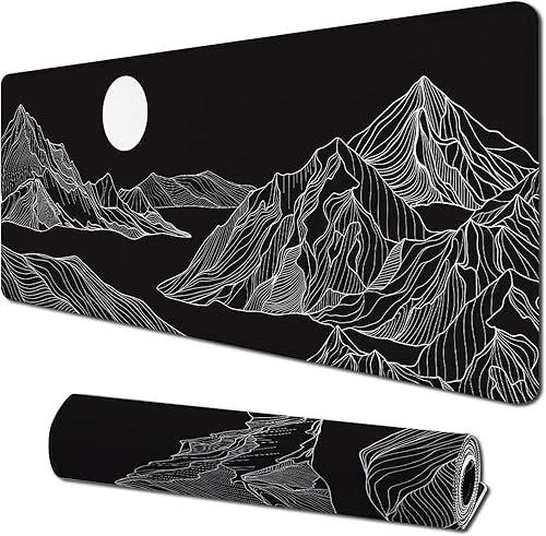 Alfombrilla de mouse grande para juegos con bordes cosidos, alfombrilla de mouse de escritorio extendida con tela microtejida superior, base