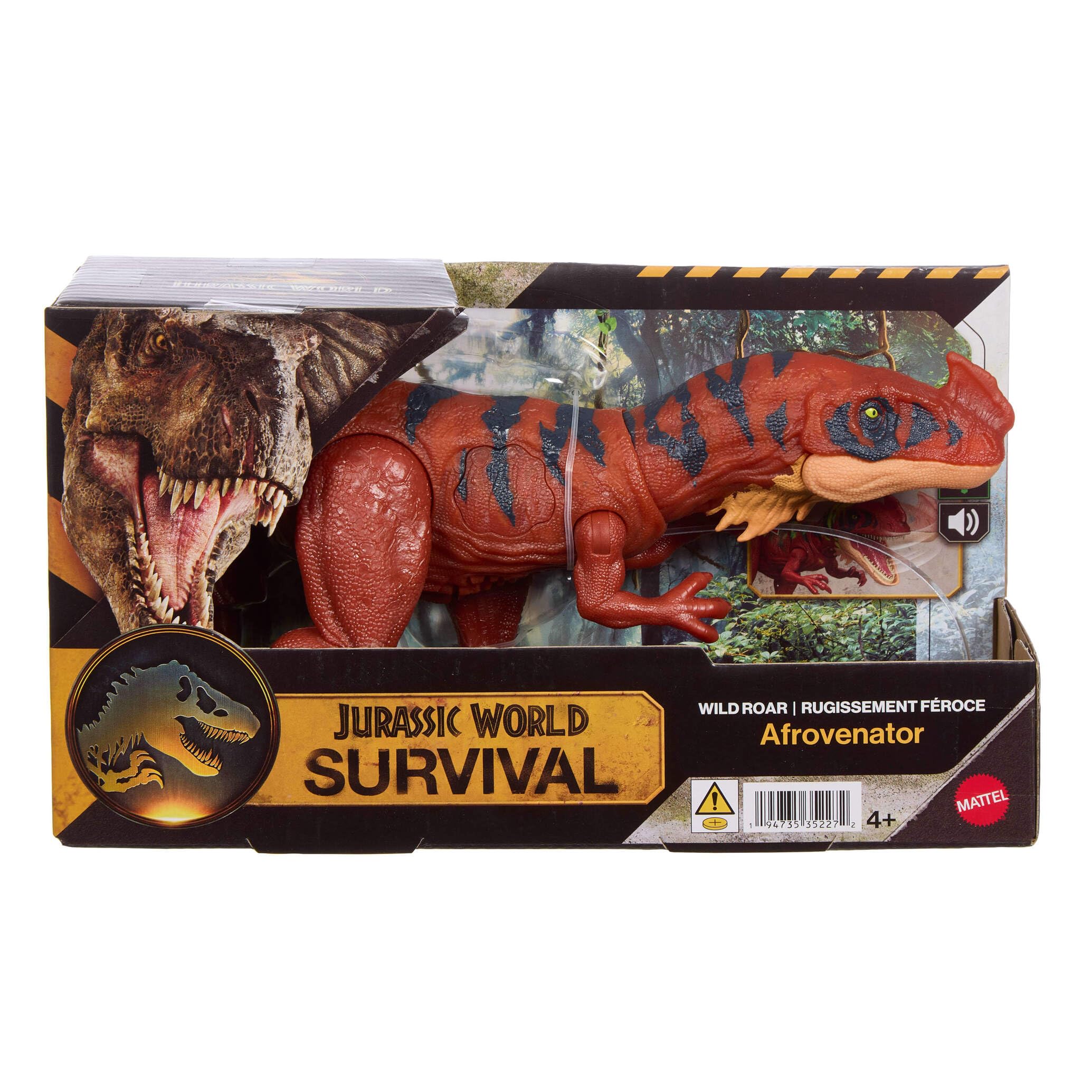 Mattel Jurassic World Rugido Salvaje Figuras de Dinosaurio con Ataque de mordisco en múltiples direcciones y Sonido, Juguete articulado, Juego Digital (Las Especies Pueden Variar), JKL76