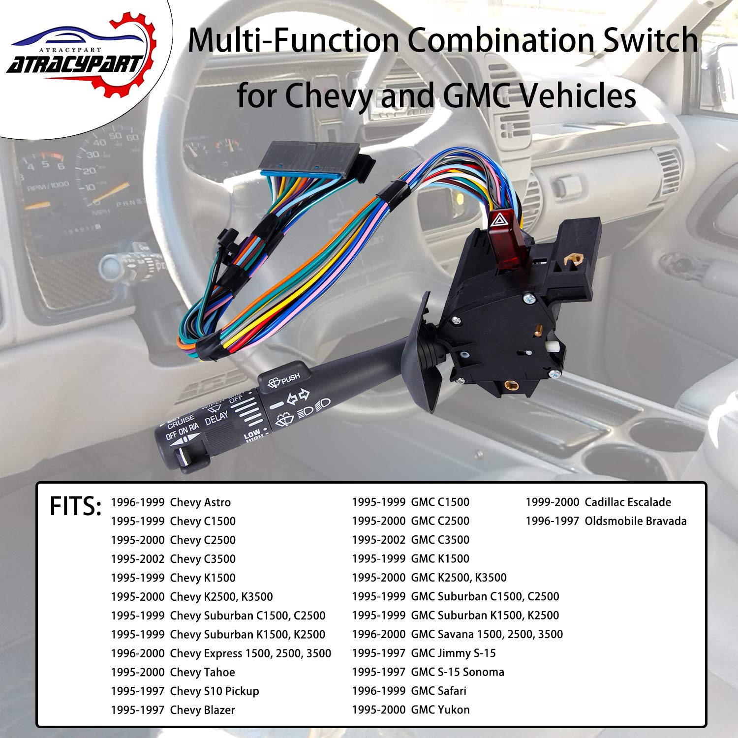 Amazon.com: Multi-Function Combination Switch Gray for | Chevy Tahoe,  Blazer, Suburban, GMC K1500 & More | Replaces Part # 2330814, 26100985,  26036312 | Turn Signal, Wiper, Washers, Hazard Switch, Cruise Control :  Automotive