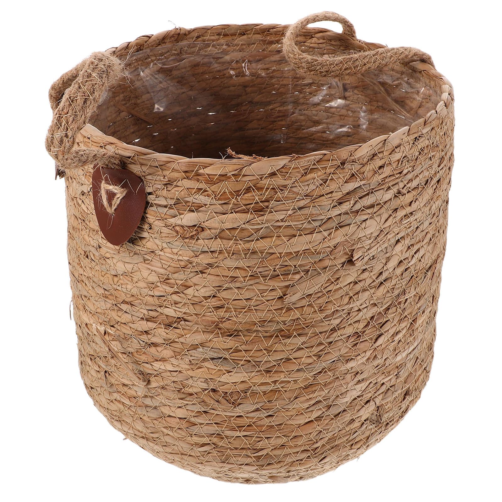 SHINEOFI Cesto Porta Piante Intrecciato Rotondo con Fodera in Plastica Coprivasi in Rattan Stabile e Facile da Pulire per Piante da Interno per Soggiorno e Balcone