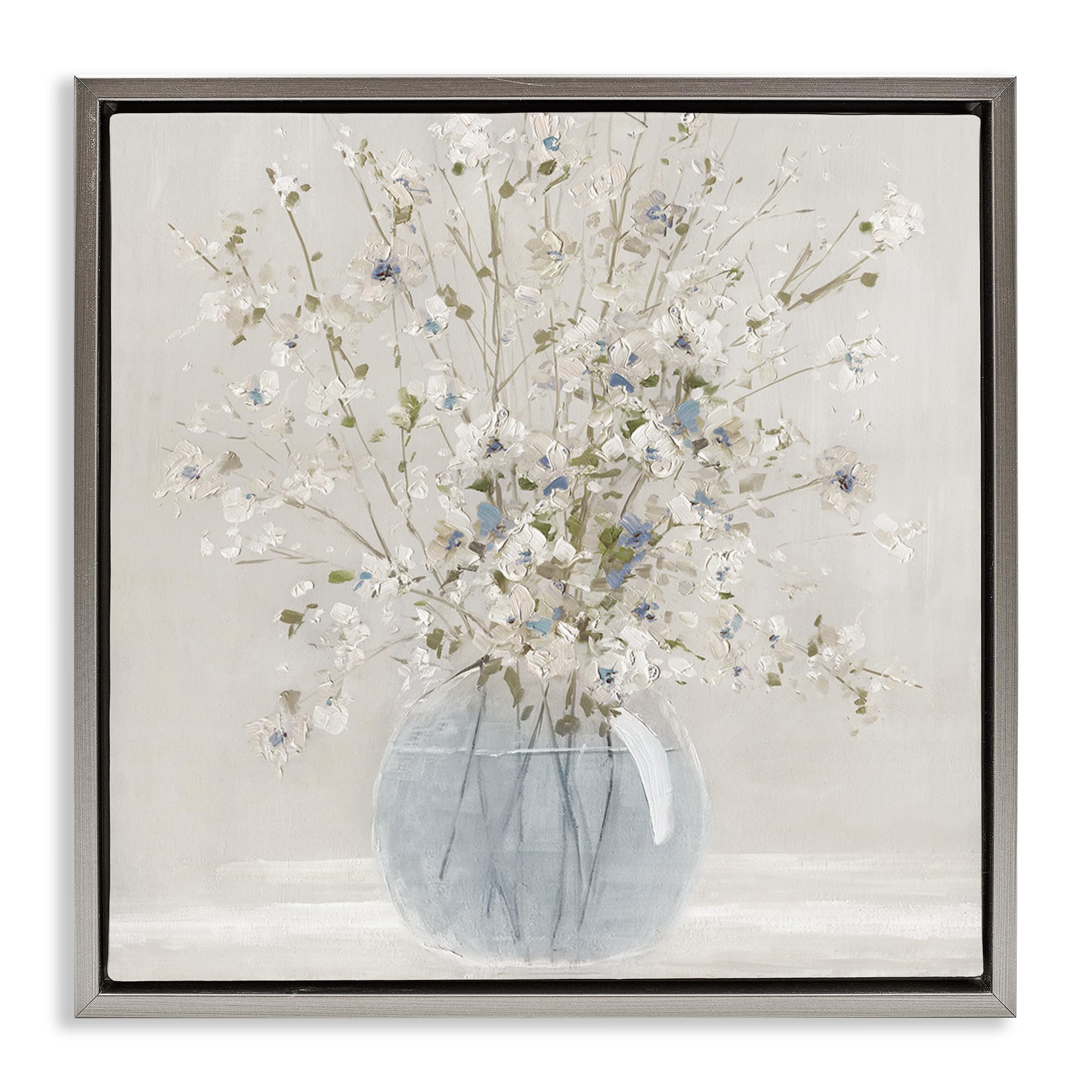 Stupell Industries Luster Gray (Matte) Subtle Glass Vase Bouquet, 17 X 17 Inch Canvas In Floater Frame