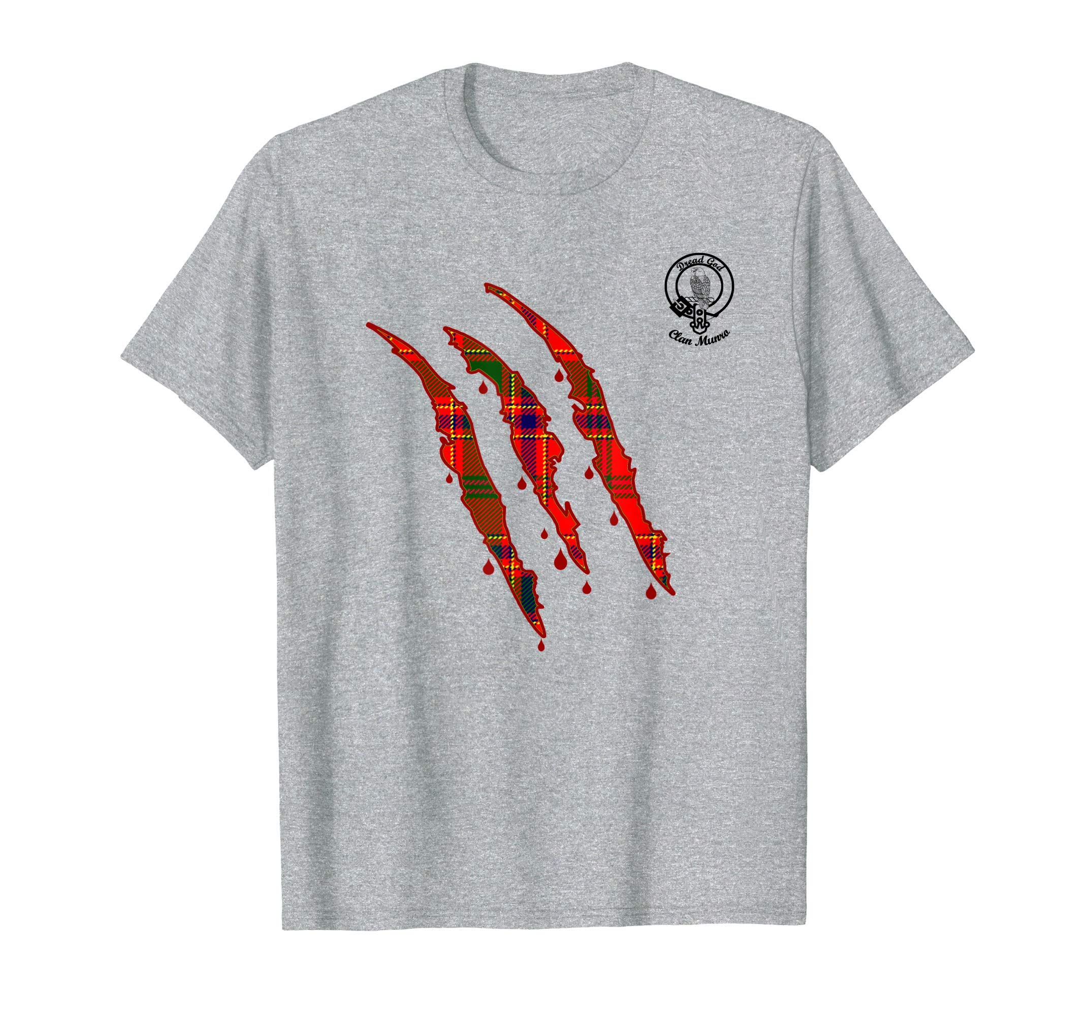 Clan Munro Claw Marks Surname Tartan Crest T-ShirtOEKO-TEX STANDARD 100