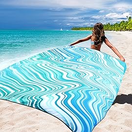 WIWIGO Beach Blanket Waterproof Sandproof Beach Mat 79 X 83/10\'x9\'for 2-8 Adults Quick Drying Outdoor Picnic Mat Beach Accessories for Travel, Camping, Hiking