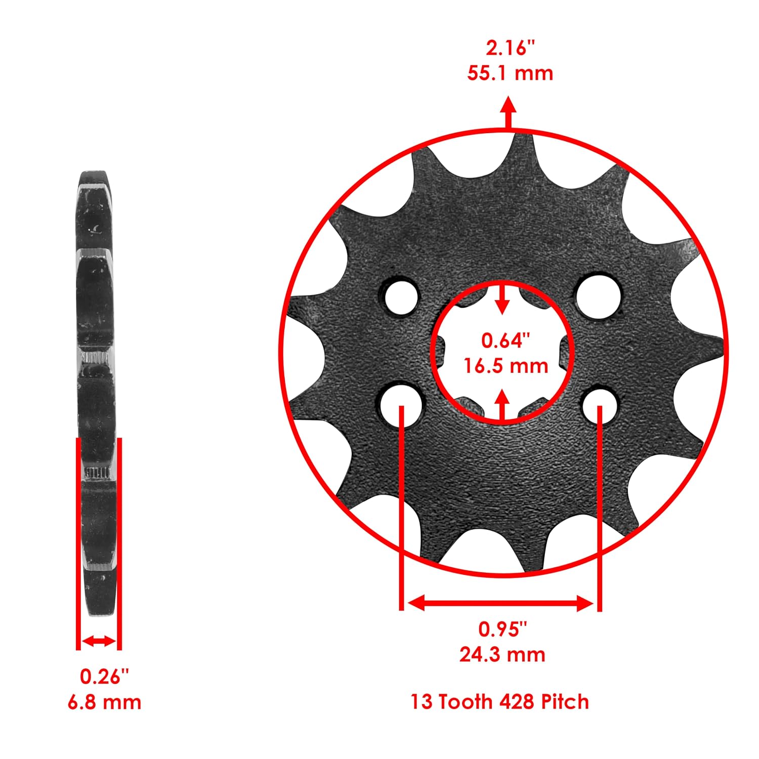 Caltric Drive Chain and Sprockets Kit Compatible with Honda TRX90 TRX90EX TRX90X 2X4 1993-2017