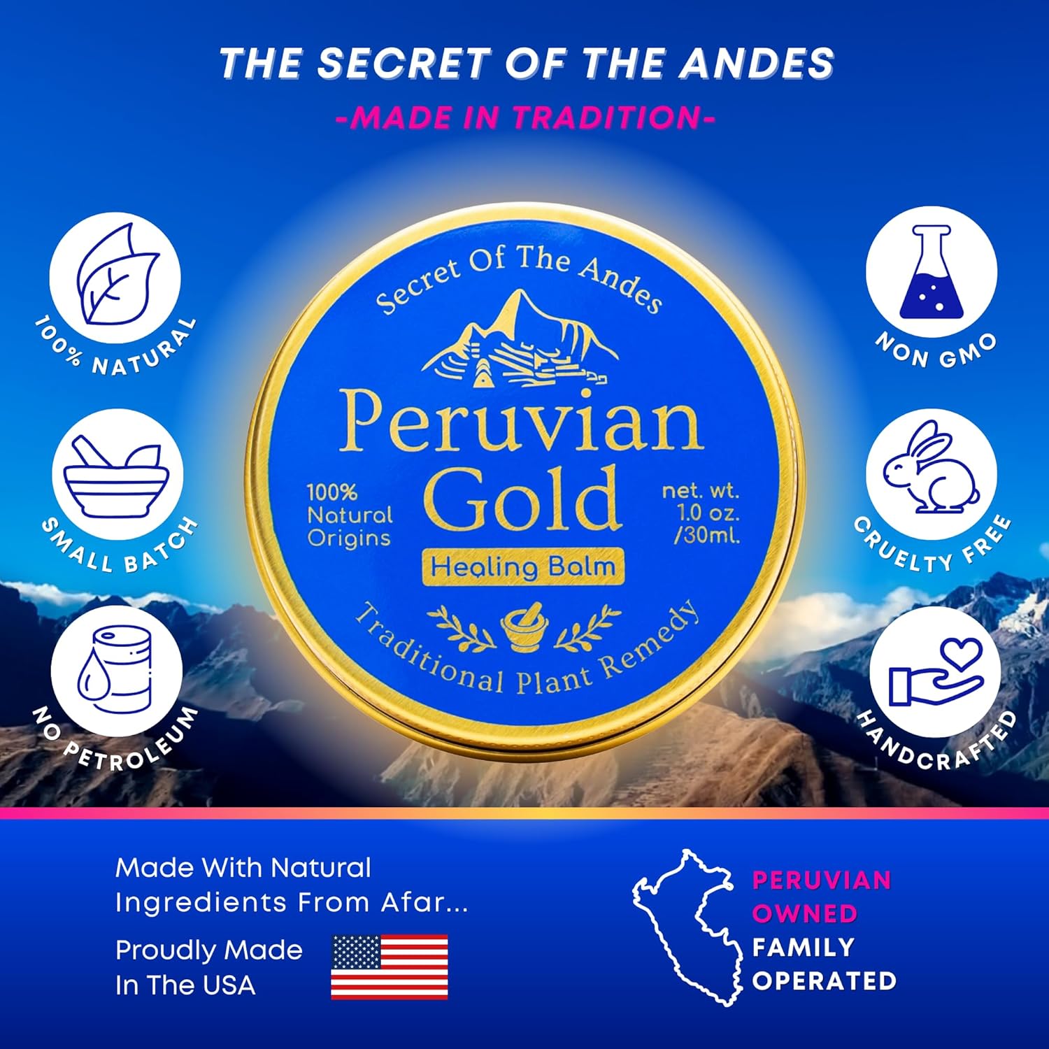 Llama Mama Peruvian Gold | Organic All Purpose Healing Balm | Scars, Eczema, Facial Moisturizer Cream, Dry Skin, Hair, Sun Burns | (1 Fl Oz) | BONUS Lip Balm | All Organic Fair Trade Ingredients - Image 7