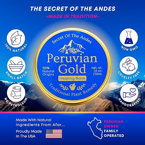 Miniatura 7 de Peruvian Gold  Bálsamo curativo orgánico multiusos  cicatrices, eczema, crema hidratante facial, piel seca, cabello, quemaduras solares  (1 onza