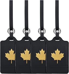 4 Pack Luggage Tag, Anyos PU Leather Travel Bag Labels Suitcase Baggage Tags with Name ID Card Privacy Protection