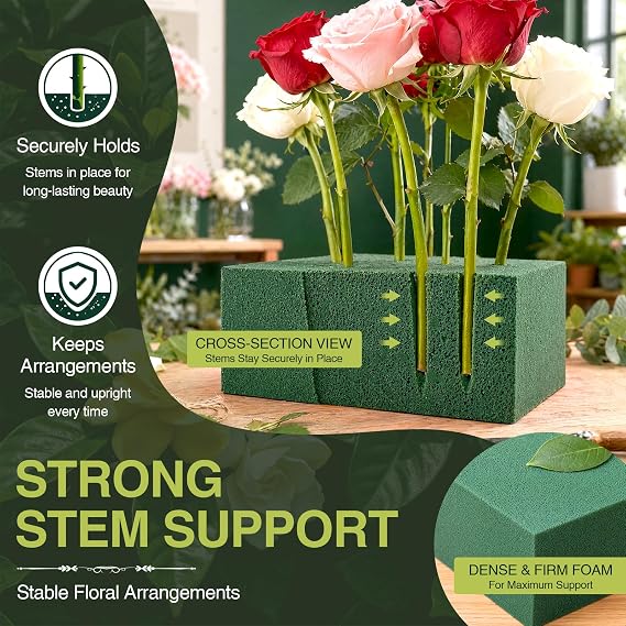 12 Rectangular Floral Foam Blocks, Wet-Dry Flower Foam for Weddings