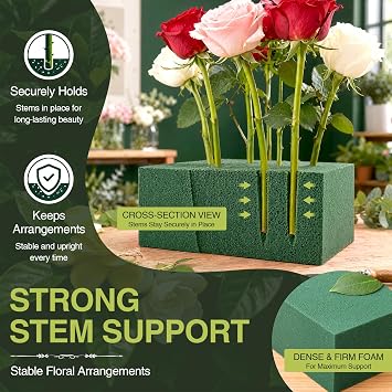 12 Rectangular Floral Foam Blocks, Wet-Dry Flower Foam for Weddings