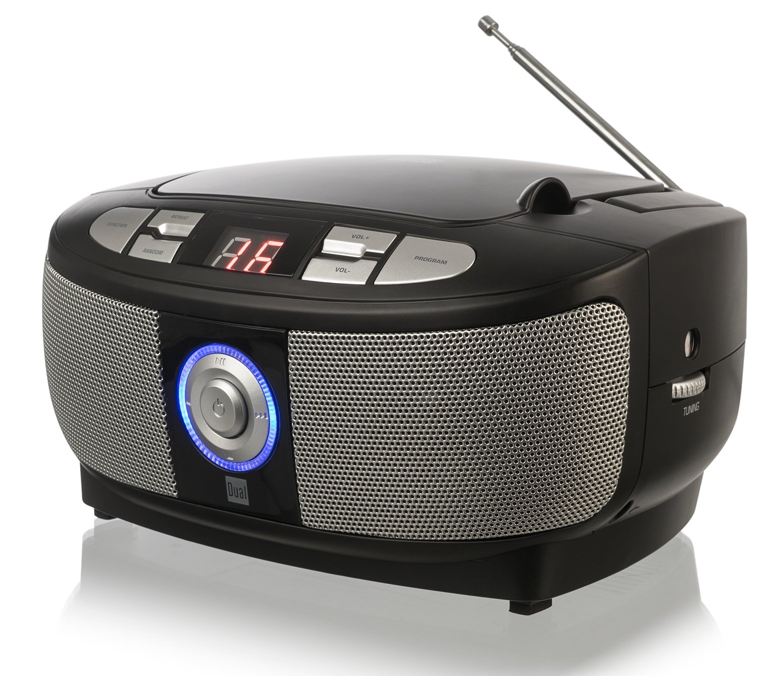 Dual P 49 – 1 Boom Box con Reproductor de CD (Radio FM, Pantalla LED, Funcionamiento con Red o batería)