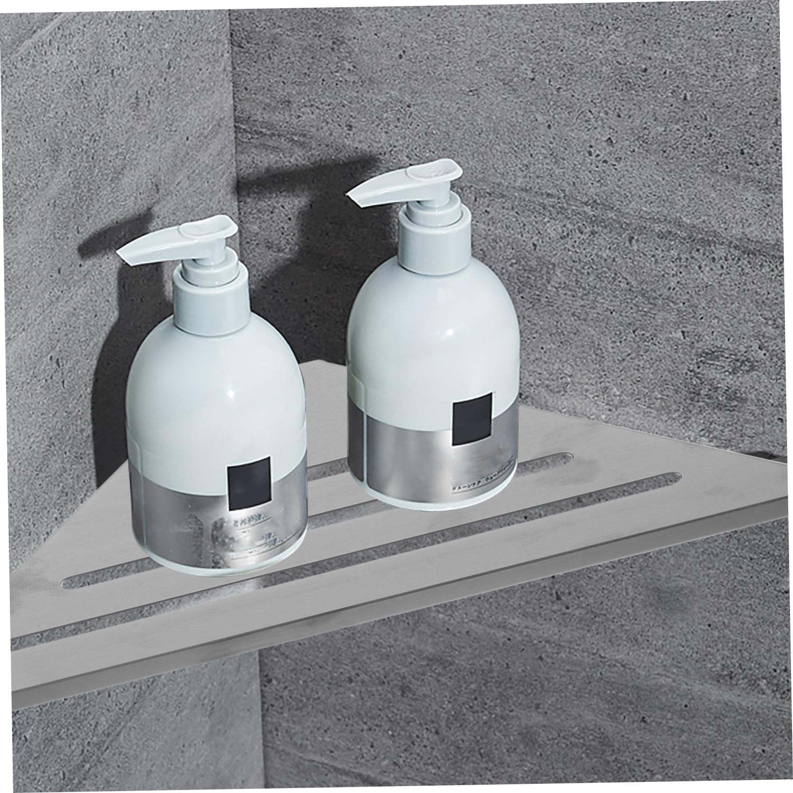 Scaffale Bagno da Parete in Acciaio Inossidabile Portashampoo e Struttura Rinforzata per Balconi e Hotel, Capacità di Carico Elevata e Design Angolare