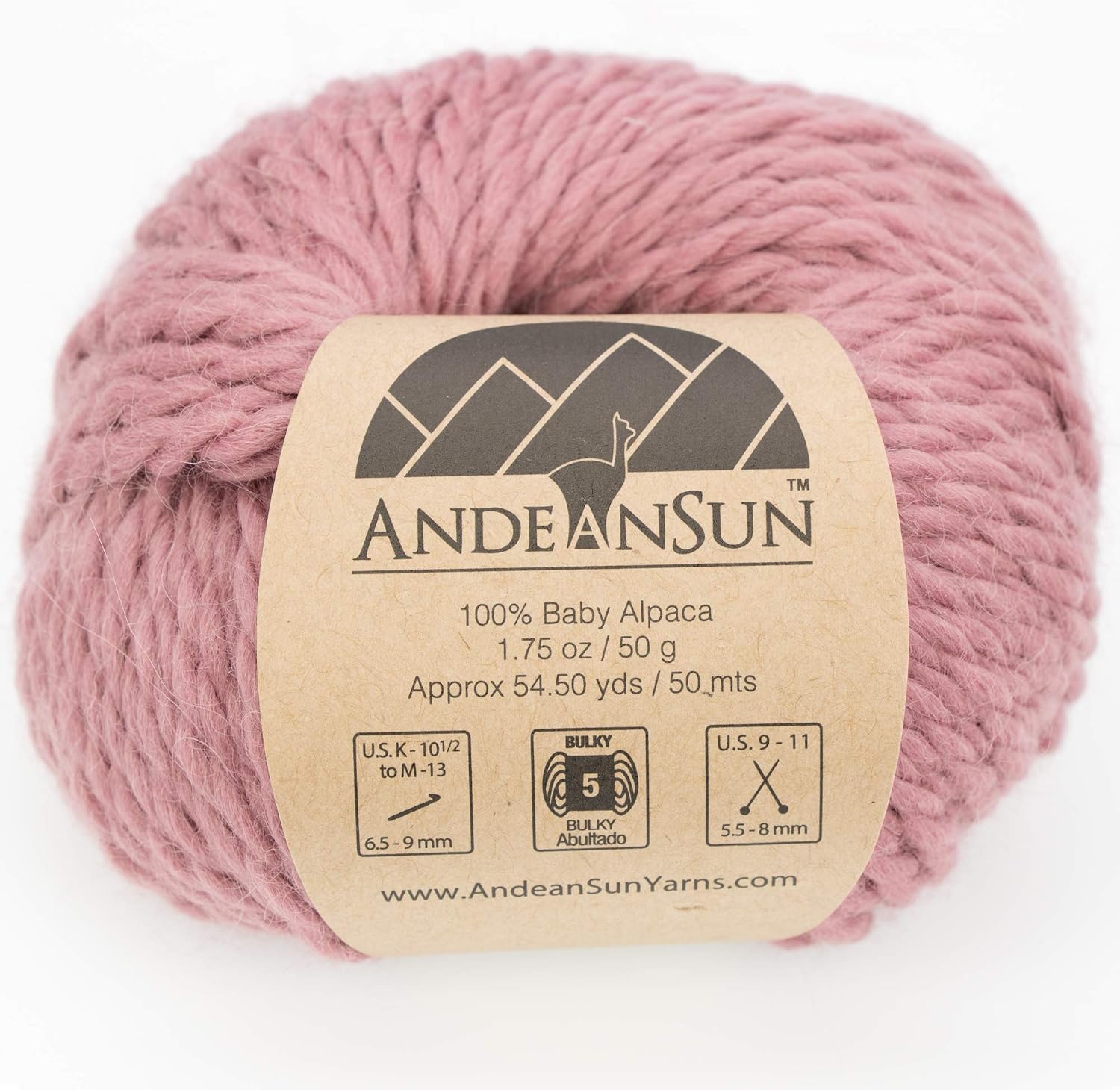 (Set of 3) 100% Baby Alpaca Yarn Not Wool [163.5 Yards Total] (Pink Mauve, #5 Bulky)
