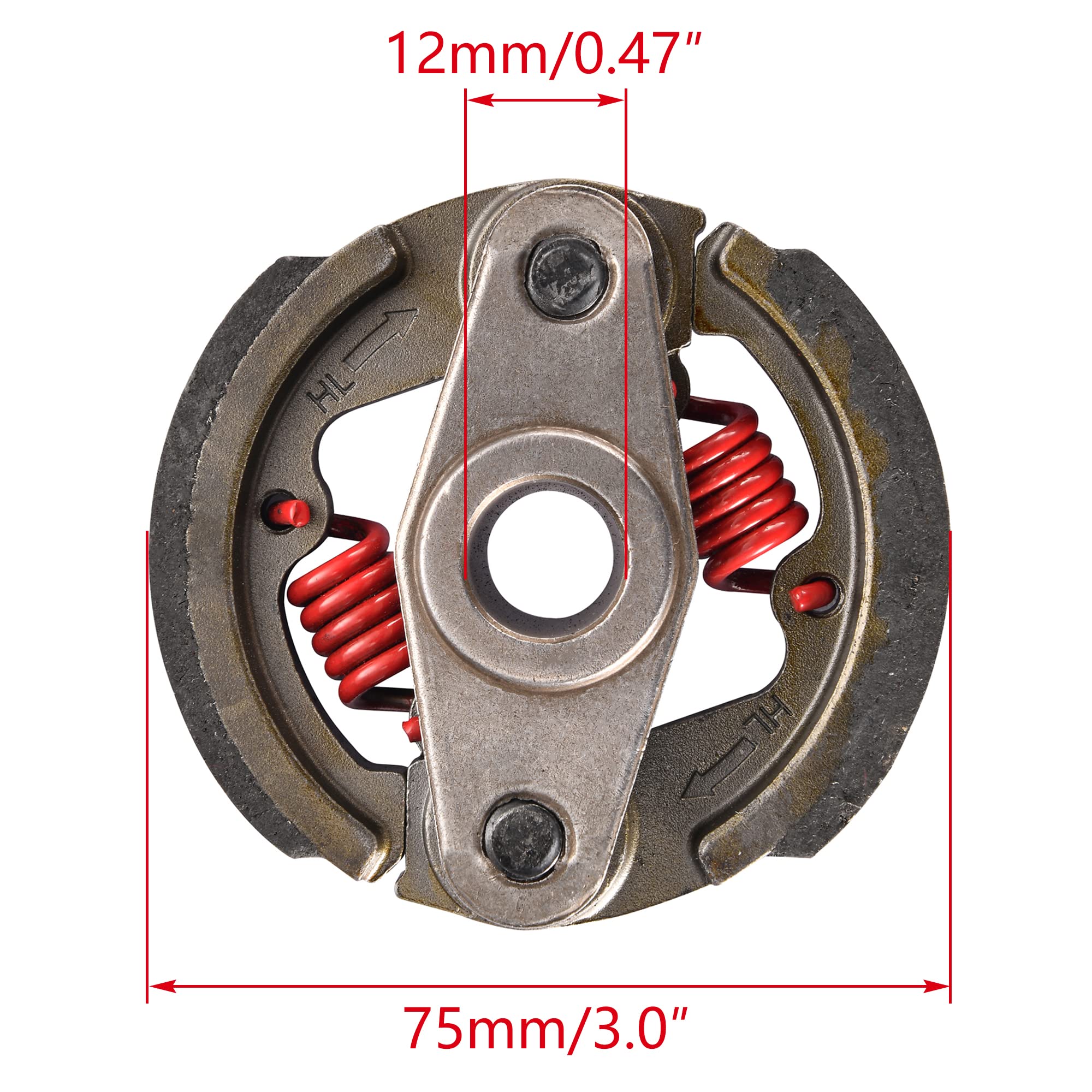 WOOSTAR Frizione Centrifuga con 2 Molle Sostituzione per 2 Tempi 43cc 49cc 50cc Motore CAG MTA1 MTA2 X1 X3 Gas Scooter Pocket Bike Dirt Pit Bike Mini Quad Rosso