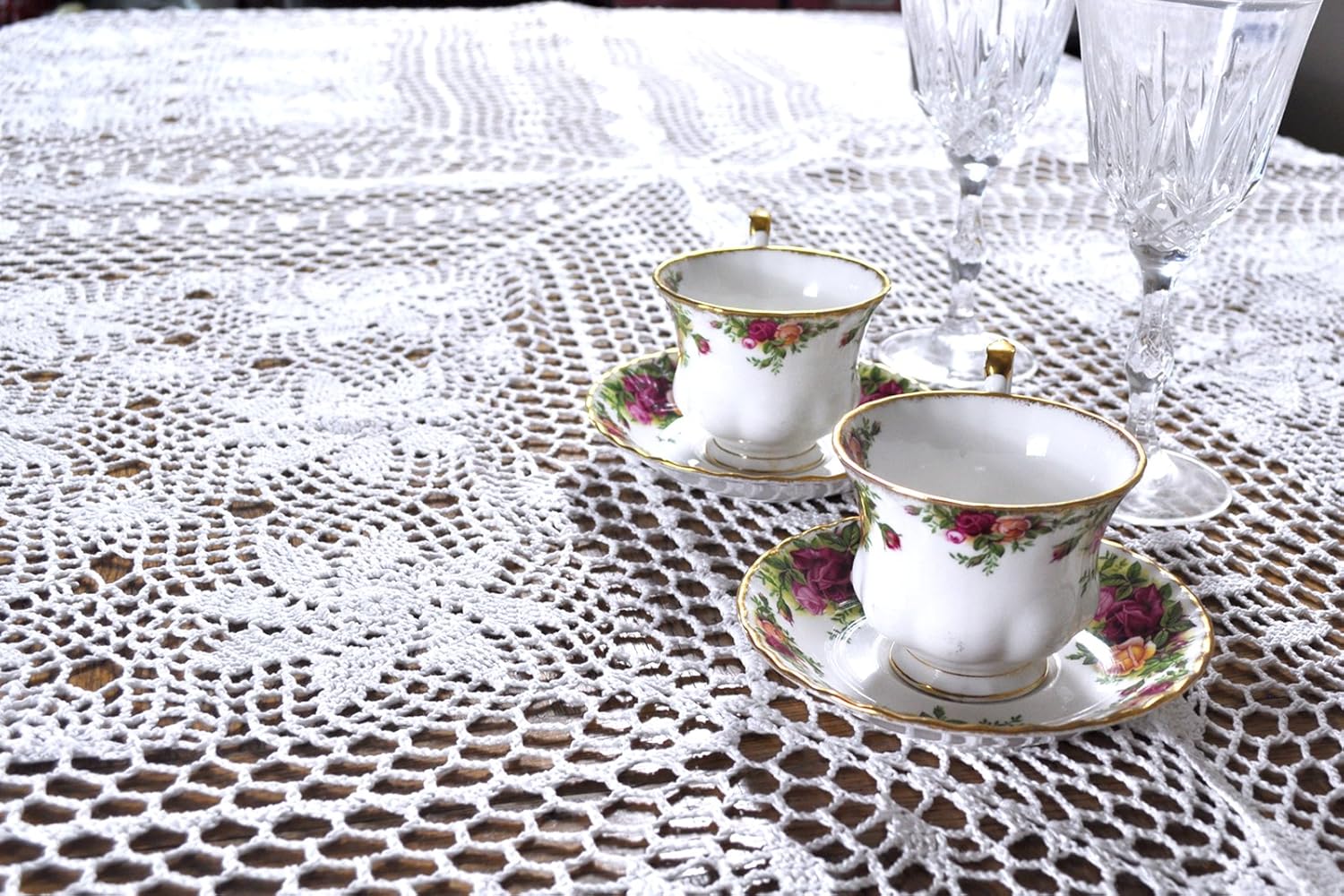 Big Crochet Vintage IVORY Tablecloth Table Runner mat centerpiece 31x31"30x60" ("30x60" inches)