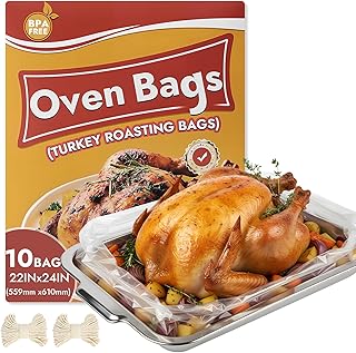 YQL Turkey Oven Bags– 10 Pack, 22"x24" Large Roasting Bags for Oven Cooking with Cotton String, Turkey Cooking, Chicken, Ham, Holiday Meals for Thanksgiving, Christmas Essential