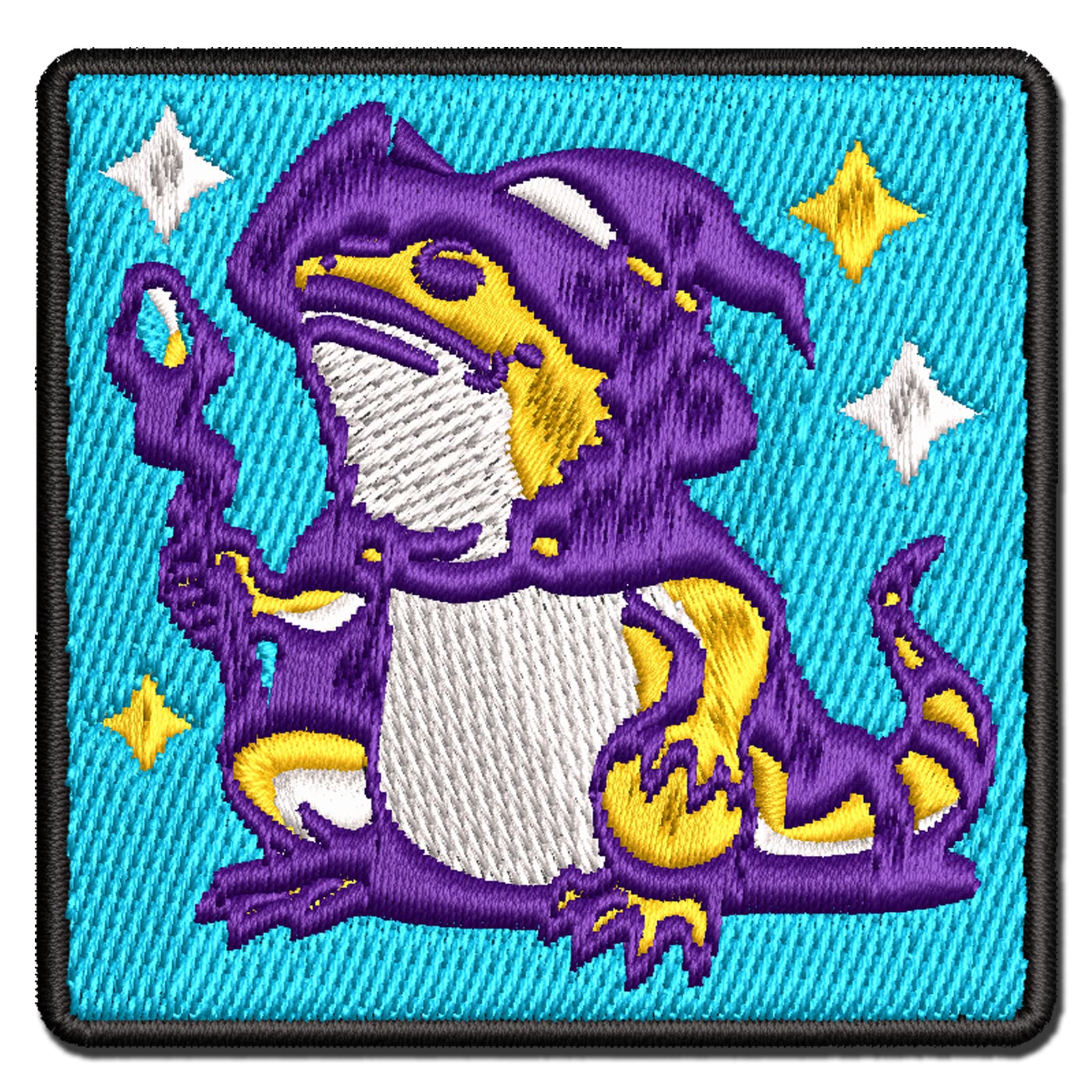Bearded Dragon Wizard Lizard Multi-Color Embroidered Iron-On Patch Applique - Small 2.5 Inch