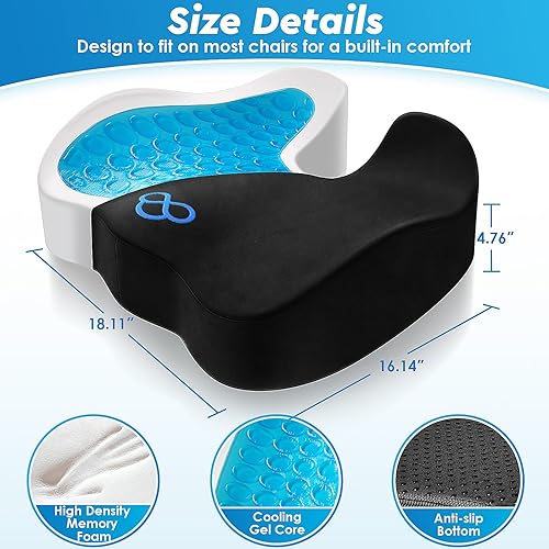 Miniatura 2 de Cojín de asiento, cojines de silla, cojines para silla de oficina, parte inferior antideslizante y funda extraíble, cojín de alivio del dolor de