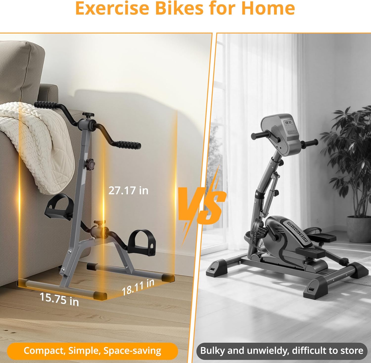 Adjustable Legs Arms Pedal Exerciser Bike for Seniors - Hand Arm Leg and Knee Therapy, Stroke Recovery, Portable Fitness Equipment for Total Body Workout Cardio Exercise - Great Gift for Elderly Rehab