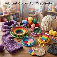 Vista 3 de VGOODALL 27PCS Round Knitting Loom Kit, Circular Loom Set with Hook Needles 20 Colorful Yarns Knitting Supplies for Hat Scarf Shawl Sweater Sock