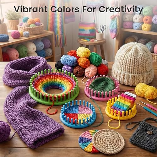 Miniatura 3 de VGOODALL 27PCS Round Knitting Loom Kit, Circular Loom Set with Hook Needles 20 Colorful Yarns Knitting Supplies for Hat Scarf Shawl Sweater Sock,