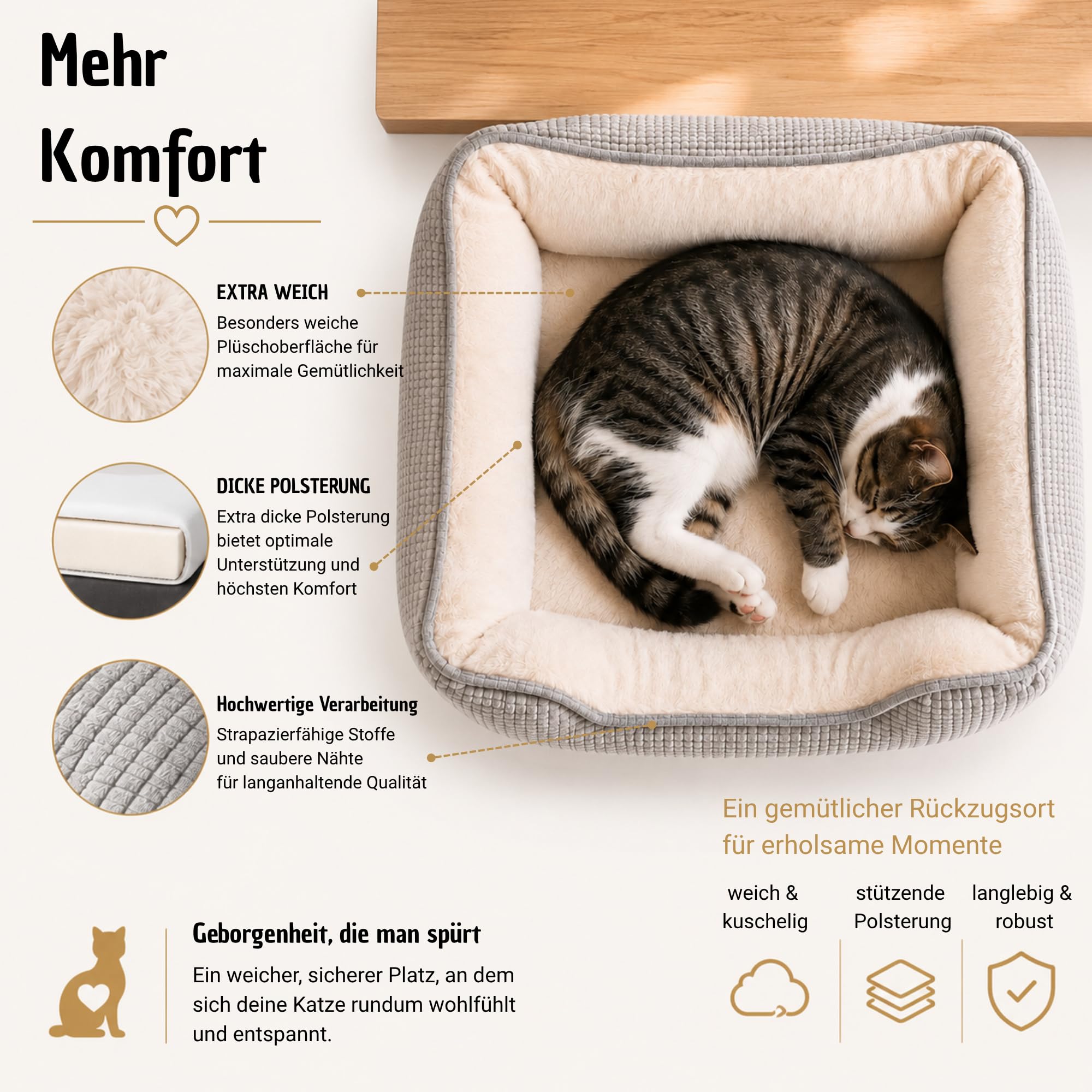 Generisch Katzenbett Schreibtisch – Cat Desk Bed, Katzenbett für Schreibtisch - mit Stabiler Metallhalterung und weichem, waschbaren Plüschbezug – Ideal fürs Homeoffice.