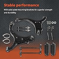 Vista 5 de labwork Kit de suspensión delantera de 10 piezas Brazos de control delanteros inferiores Conjunto de rótula Extremo de bieleta lado del conductor
