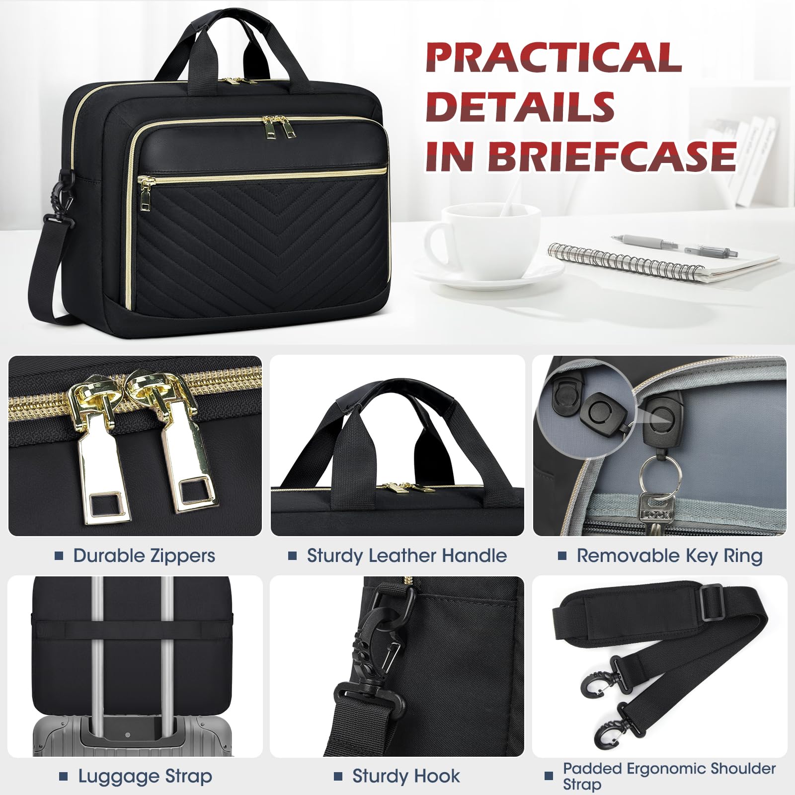 Borsa per computer portatile da 17,3 pollici per donne e uomini, borsa a tracolla impermeabile, borsa a tracolla imbottita per computer portatile, grande borsa per computer universitaria, borsa