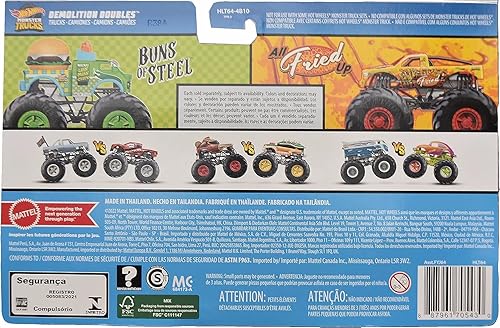 Miniatura 2 de Hot Wheels Monster Trucks Buns of Steel VS All Fried Up Demolición Doble