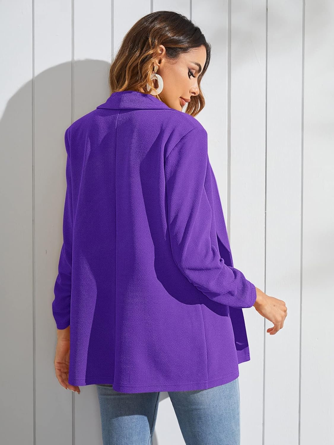 WDIRARA Women's Long Sleeve Open Front Blazer Casual Work Office Jacket - Image 2