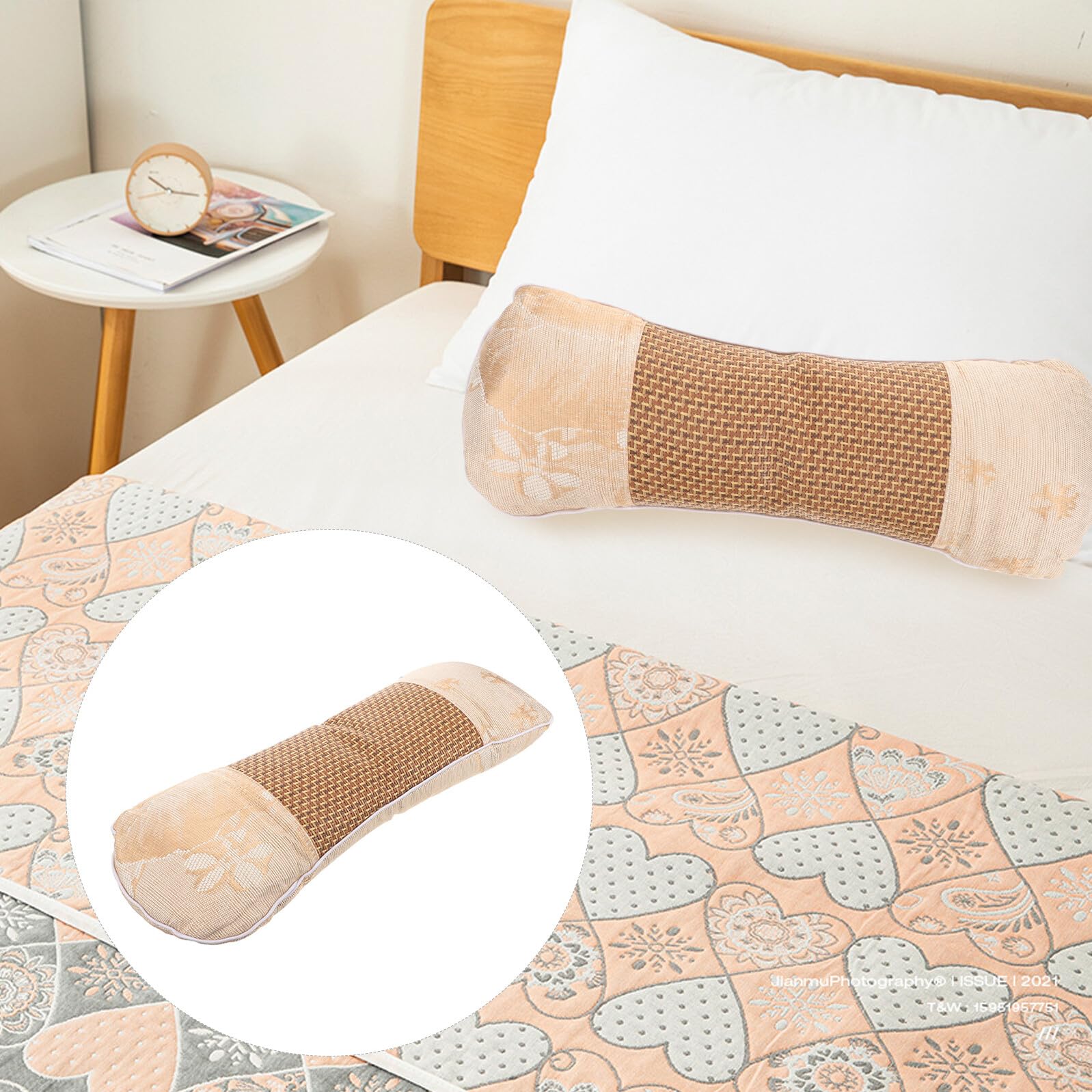 Nackenrolle zum Schlafen aus EIS Silk mit Baumwolle Sanfte Nackenstütze und Waschbare Kissenrolle für Sommerurlaub und Erholsamen Schlaf