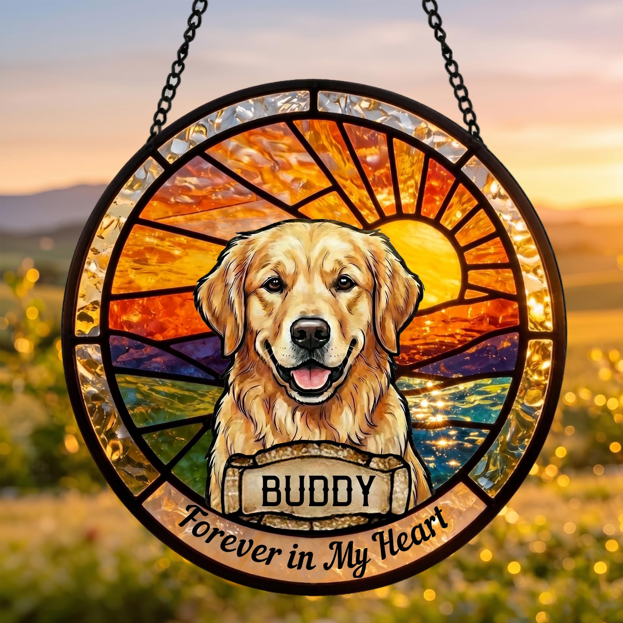 Dog Memorial Gifts Pet Cat Loss Gift Personalized Stained Glass Suncatcher