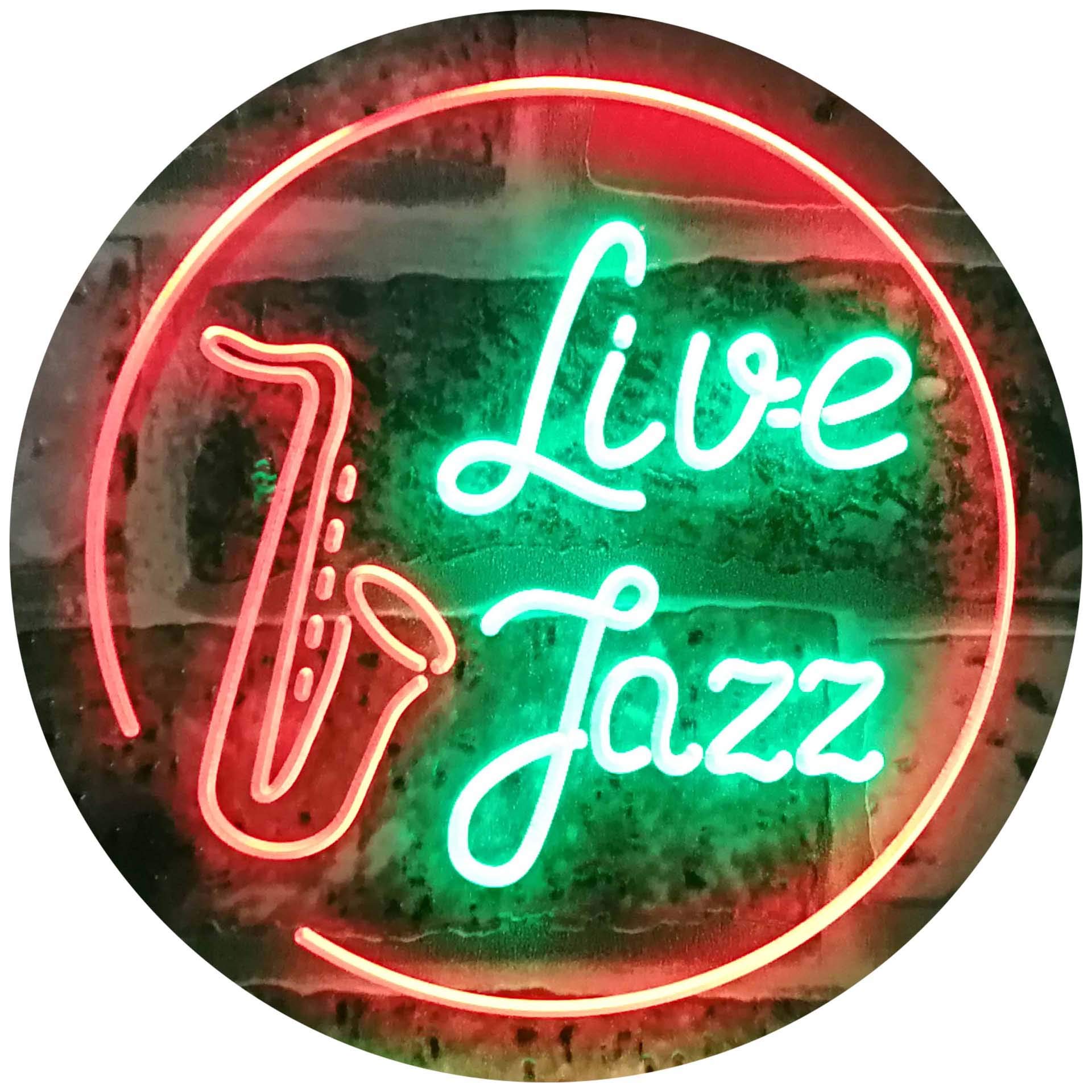 ADVPRO Live Jazz Music Room Dual Color LED Neon Sign Green & Red 400 x 300mm st6s43-i2468-gr