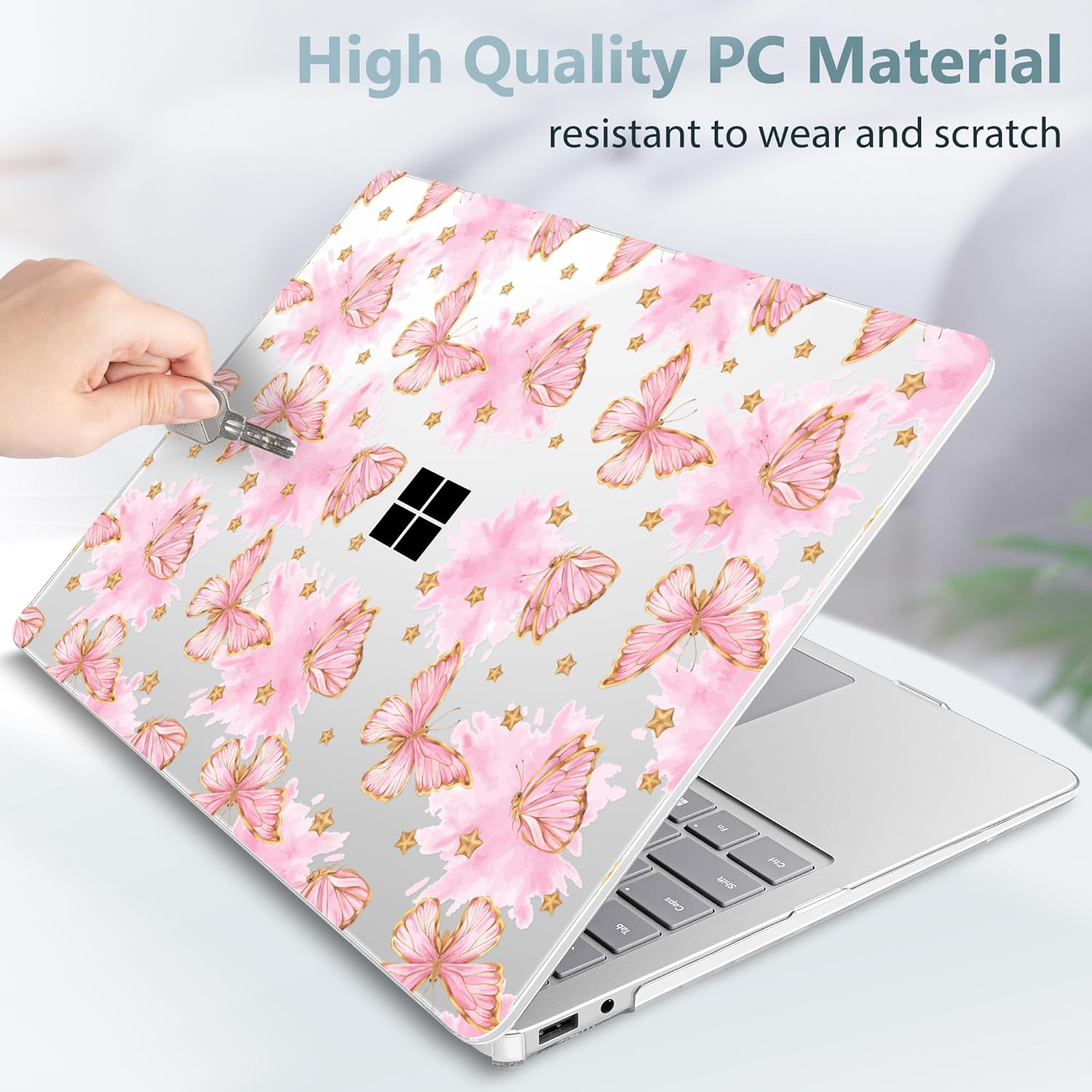 Tuiklol for 2025 Microsoft Surface Laptop 13 inch Case, Windows 11 Touchscreen Copilot+ PC Laptop 13 Model 2095 with Protection Surface 13 inch Cover,Pink Butterfly - Image 5