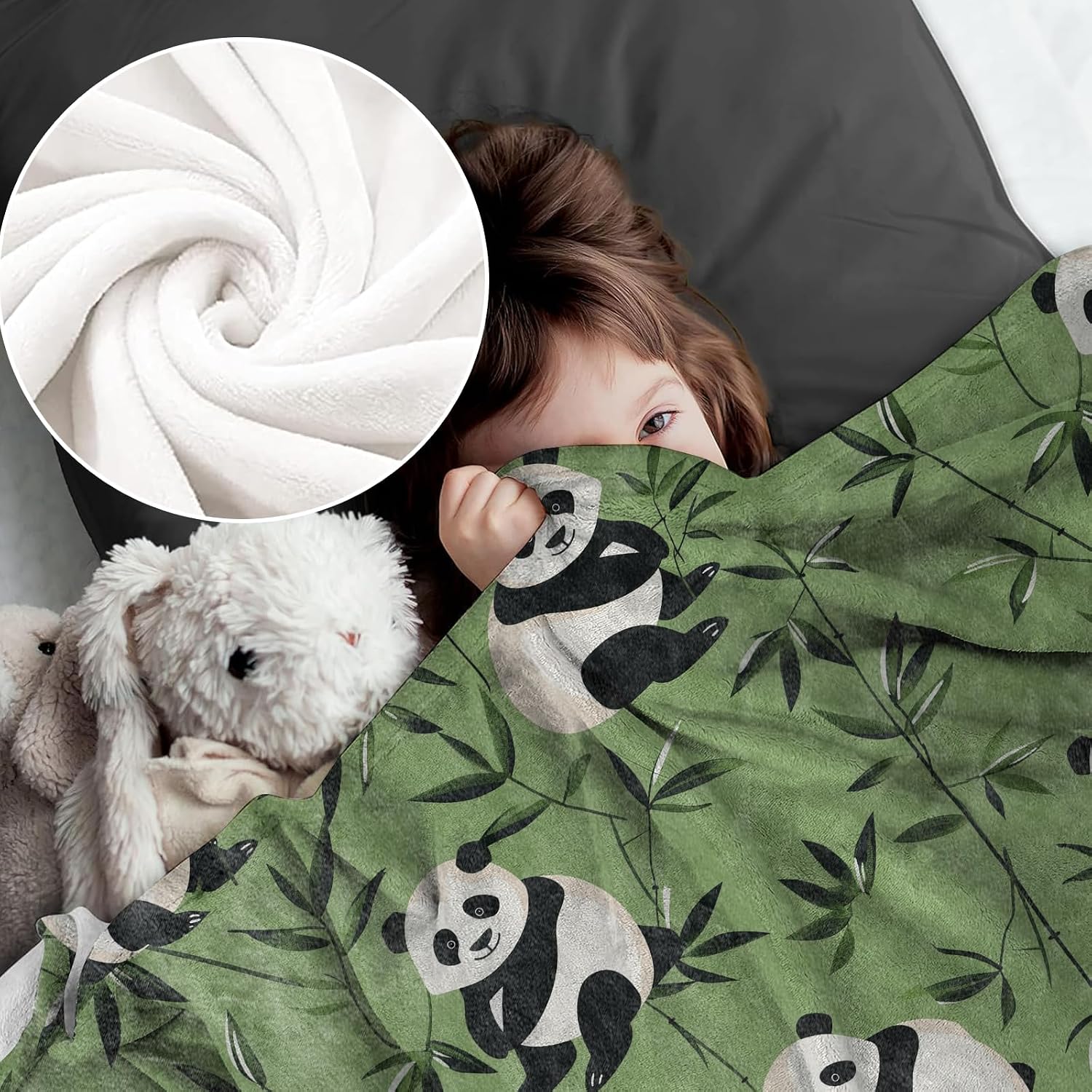 Panda Blanket for Kids Adults, Soft Lightweight Panda Throw Blanket, 50x60 inches, Green