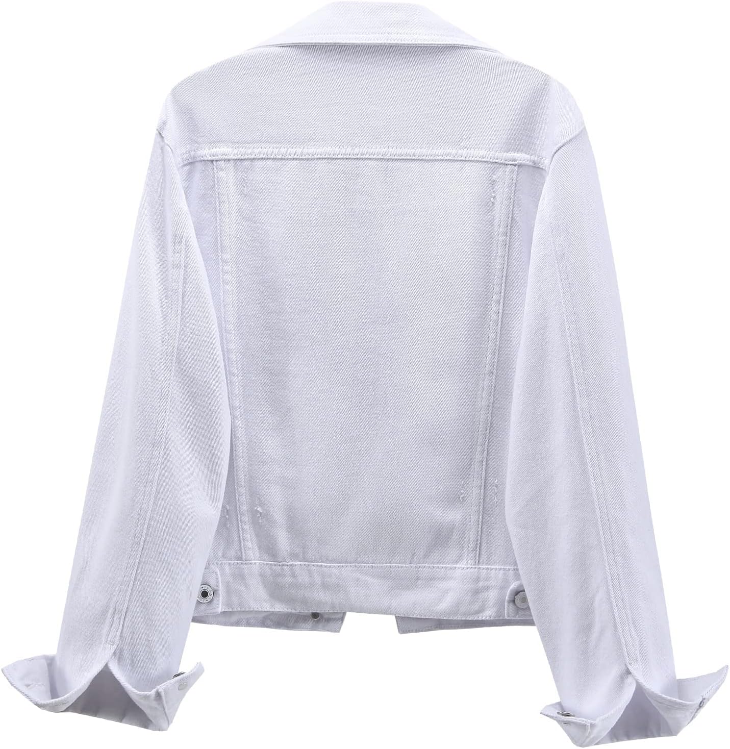 LifeShe Women's Basic Long Sleeve Button Down Distressed Denim Jackets Jean Jacket Coat - Image 3