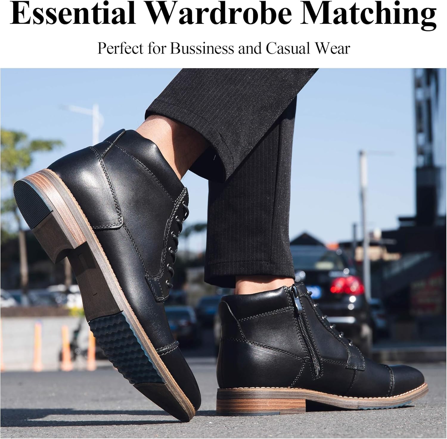 Arkbird Mens Dress Boots, Genuine Leather Classic Casual Ankel Boots with Side Zipper - Image 2