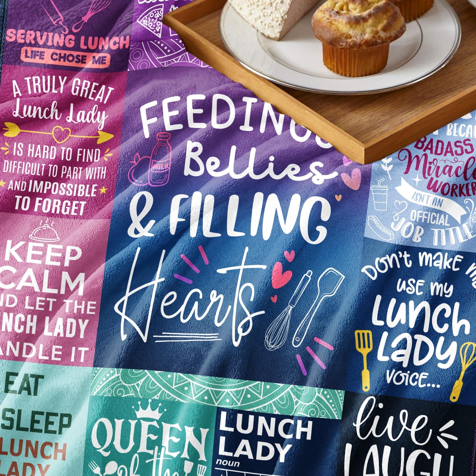 Lunch Lady Gifts for Women, Appreciation Blanket for School Cafeteria Worker, Soft Throws for Couch Bed 60"x 50"