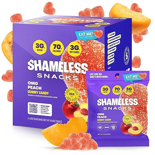 Vista 88 de Shameless Snacks – Snacks saludables bajos en calorías, gomitas keto bajas en carbohidratos (caramelos sin gluten) – Paquete de 6 chiles y mango