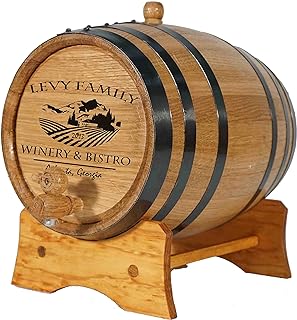 Personalized 5 Gallon Wine Barrel with Stand, Bung and Spigot (20 Liter) - For The Home Brewer, Distiller, Wine Maker and Cocktail Aging Bartender (B314)
