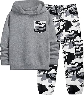 Durable Camouflage 2-Piece Winter Set: Hooded Sweatshirt & Sweatpants (Ages 6-16)