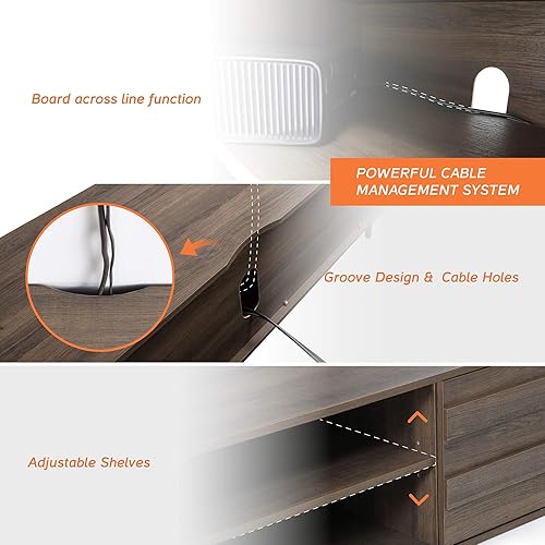 Miniatura 4 de FITUEYES Soporte de TV Mid-Century para televisores de hasta 65 pulgadas, centro de entretenimiento, mesa consola multimedia con gabinete de