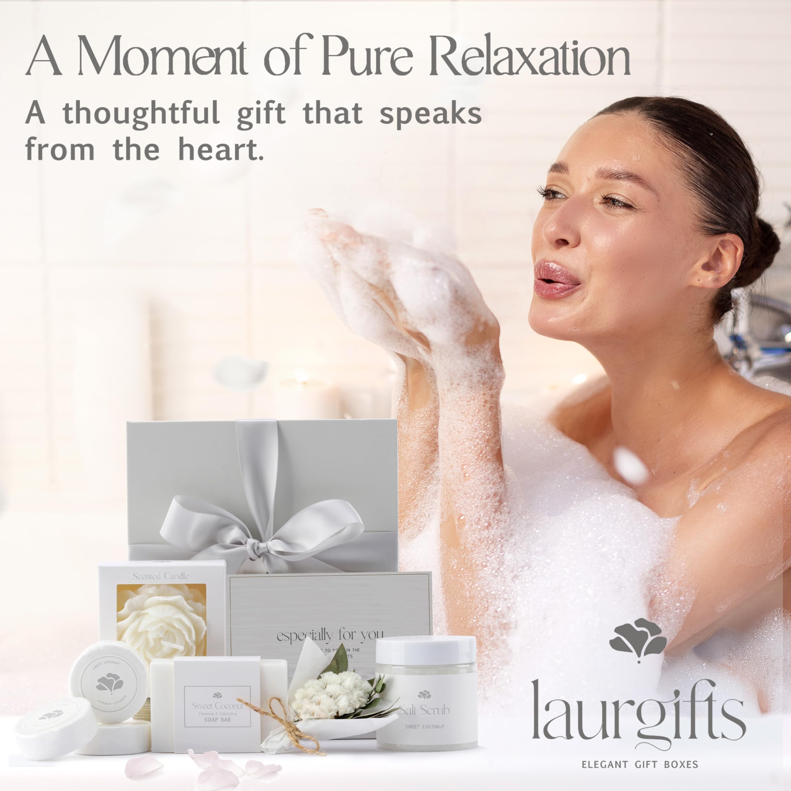 LaurGifts Dolce Cocco Spa Box – Cestino regalo di compleanno per donne, sorella, mamma, moglie – Scatola regalo di compleanno per lei – Cestino regalo per donne – Idea regalo di compleanno
