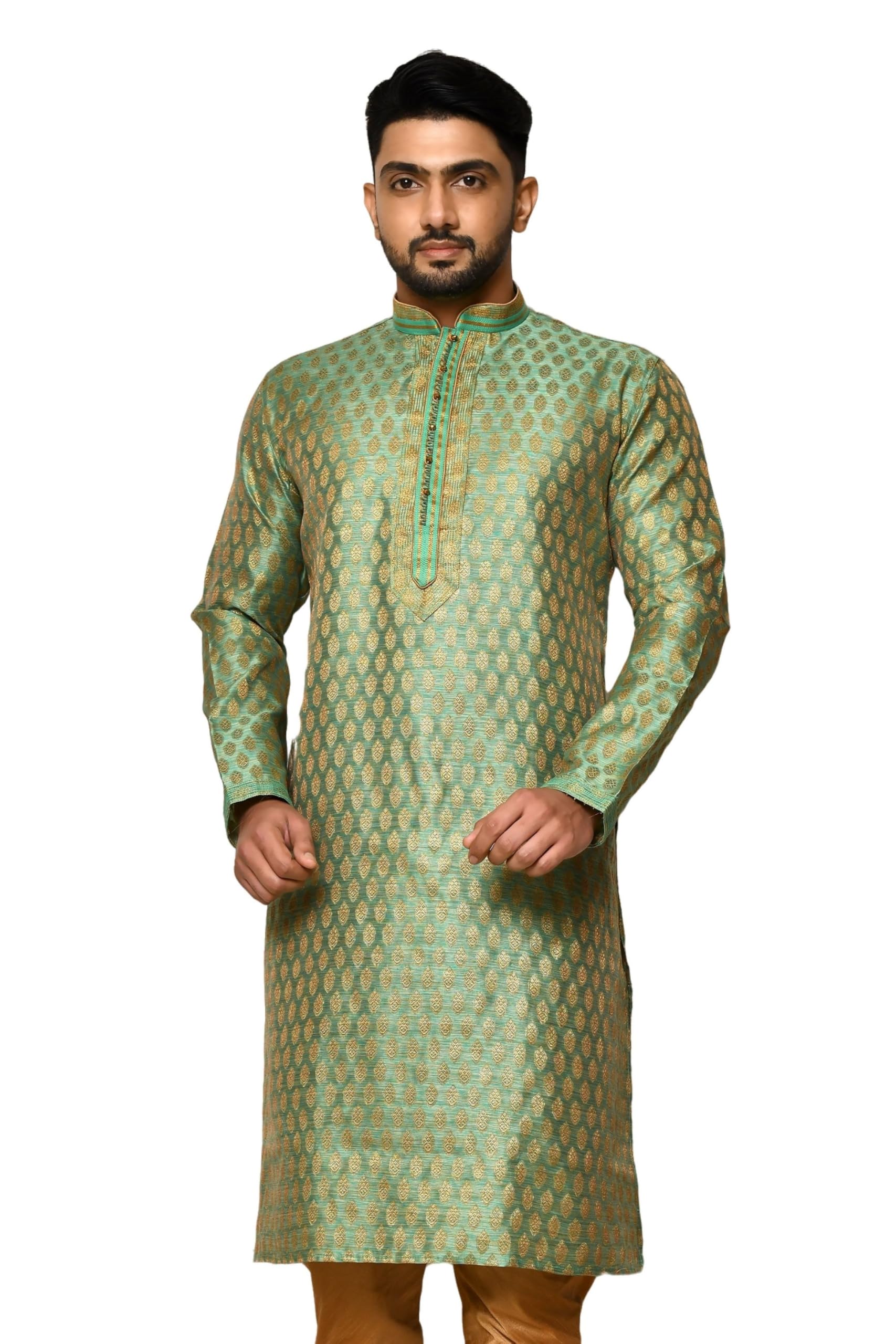 Jacquard Art Silk Kurta for Men | Thread Work | Subtle Royal Look (VLSMK468)-picture-15